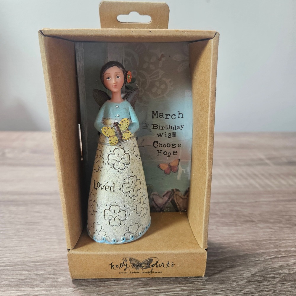 Kelly Rae Roberts March Birthday Wish Angel Figure Choose Hope DEMDACO 552882
